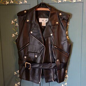 Louise Paris Vegan Mock Leather Women's Biker Vest Size Medium